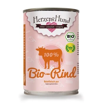 HerzensHund Reinfleisch Pur BIO 12x400g Bio Rind 1 HerzensHund Reinfleisch Pur BIO 12x400g Bio Rind