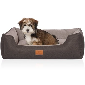 Knuffelwuff Hundebett Luke Aus Velours Mit Feinem Handwebcharakter Schwarz/ Grau M-L 4 Knuffelwuff Hundebett Luke Aus Velours Mit Feinem Handwebcharakter Schwarz/ Grau M-L – Bild 4