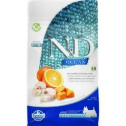 Farmina N&D Dog OCEAN Adult Mini Kabeljau, Kürbis Und Orange 800g