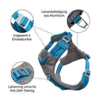 Kurgo Journey Air Hundegeschirr Blau/ Grau L 9 Kurgo Journey Air Hundegeschirr Blau/ Grau L – Bild 9