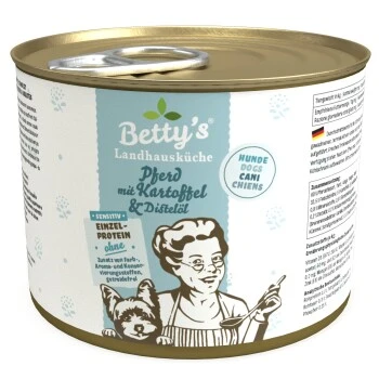 Betty's Landhausküche Pferd & Kartoffel & Distelöl 6 X 200g Für Hund 1 Betty's Landhausküche Pferd & Kartoffel & Distelöl 6 X 200g Für Hund