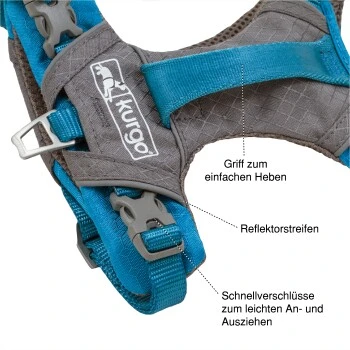 Kurgo Journey Air Hundegeschirr Blau/ Grau L 7 Kurgo Journey Air Hundegeschirr Blau/ Grau L – Bild 7