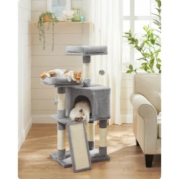 FEANDREA Katzenbaum 115cm Hellgrau Hellgrau 2 FEANDREA Katzenbaum 115cm Hellgrau Hellgrau – Bild 2