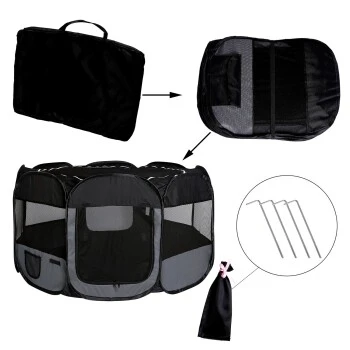 Lionto Welpenauslauf Aus Oxfordgewebe Grau/ Schwarz 6 Lionto Welpenauslauf Aus Oxfordgewebe Grau/ Schwarz – Bild 6