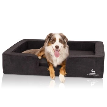Knuffelwuff Orthopädisches Hundebett Mit Wendekissen Aus Velours Bellamy Schwarz M-L 5 Knuffelwuff Orthopädisches Hundebett Mit Wendekissen Aus Velours Bellamy Schwarz M-L – Bild 5