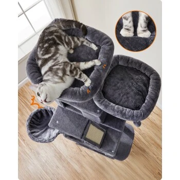 FEANDREA Katzenbaum XXL 206cm Hellgrau Dunkelgrau 4 FEANDREA Katzenbaum XXL 206cm Hellgrau Dunkelgrau – Bild 4